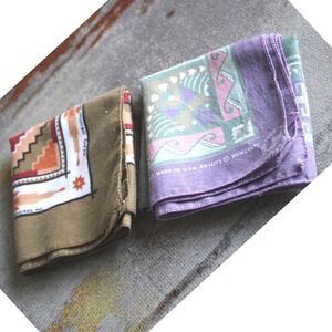 Vintage Southwestern Bandanas Set of 2 Made in USA Wamcraft Springs Industries